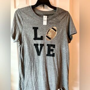 NWT LaneBryant 14/16 Gray Love Football w/sequin football T-Shirt